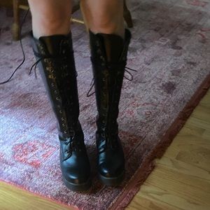 Never worn, lace up knee high boot